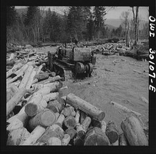 Photo:Maine Pulpwood Timber Bulldozer Log Drive 1900s picture