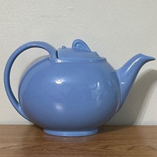 Vintage Hall China Airflow Teapot Cadet Blue Party Art Deco Ceramic MCM USA picture