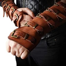 Arm Guard Armor Cuff Leather Bracer Knight Costume Battle Medieval Viking Gloves picture