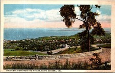 1930s Santa Barbara CA Postcard Bird's Eye View Riviera Ocean Scene picture