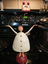 Demdaco Mistletoe Manor Large 10” PEACE ANGEL Figurine Primitive Folkart Vntg picture