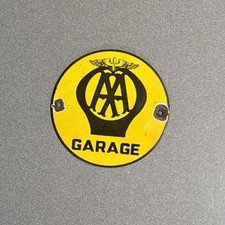 VINTAGE AA GARAGE GASOLINE PORCELAIN SIGN CAR GAS MOTORCYCLE OIL TRUCK picture