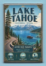 LAKE TAHOE TRAVEL POSTER *2X3 FRIDGE MAGNET* ALPINE BLUE PARADISE CALIFORNIA NV picture