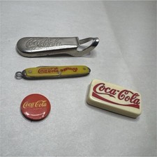 Vintage Coca-Cola Advertising Lot – Bottle Opener, Knife, Pocket,Pin & Domino picture