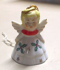 Ceramic Angel Bell Christmas Ornament Made In Japan 1950s picture