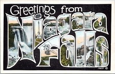Large Letter Greetings from Niagara Falls - White Border Postcard c1920s picture