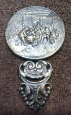 Small Purse Hand Mirror-Repousse Denmark-Hans Jensen Silverplate Ornate picture