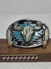 1993 3D Arroyo Grande Buckle Co AG86 Buffalo Skull Pewter Belt Buckle USA picture