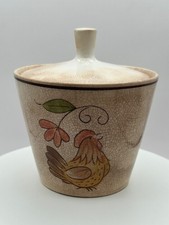 Vintage Mikasa Cera-Stone Early Morn Rooster Ceramic Sugar Bowl with Lid Japan picture