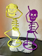 PARTYLITE Votive CANDLE HOLDER Mr. & Mrs. BONES Yellow Purple Metal SKELETONS picture