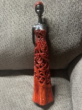 Tall Elegant African Woman in Red Dress with Scroll Design 16