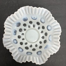 Vintage ￼Fenton Glass coin spot coin dot 10 1/4” bowl Opalescent Thumbprint picture
