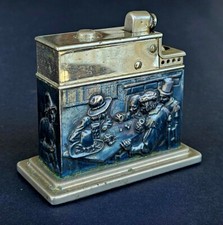 Vintage Mylflam 835 Sterling Silver Figural Table Lighter Tavern Scene Relief picture