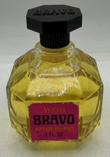Vintage Avon Bravo After Shave 4 oz Full Faceted Glass Bottle Black Cap No Box picture