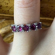 Natural Raspberry Garnet Sterling Silver Ring Size 6 picture