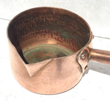 Vintage 5.7in French Copper Pouring Pan Sugar Pan Pouring Lip Copper Handle 3lbs picture