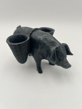 FARM sow oink oink figural Pig Toothpick Holder or match holder with baskets picture
