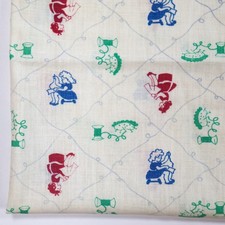 Vintage Feedsack Fabric Old Floursack 1940s Blue Red Green Sewing Kids 12x11 picture