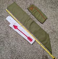 Vintage Boy Scout BSA Lot - Order Arrow OA Sash, Merit Badge Sash & Garrison Hat picture