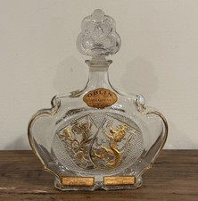 Vintage Oblin Armagnac France Glass Decanter Bottle Gilt Coat Of Arms Lions picture