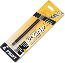 Pilot Dr. Grip Ballpoint Black Ink Refill 2 Pack Retractable Pens Medium Point picture