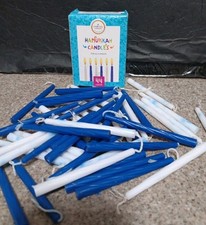 The Dreidel Company Menorah 44 White and Blue Hanukkah Candles for All 8 Nights picture