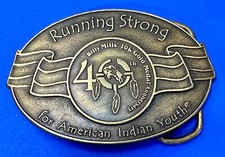 Billy Mills Running Strong 10K Olympic Gold Medal 40th Indian Youth Belt Buckle picture