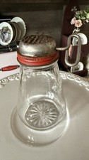 Vintage Glass Hand Crank Nut Grinder Red Lid Hanging Kitchen Chopper 6 x 3 picture