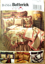 BUTTERICK B4564 Comforter Bed Skirt Throw Sham Full Queen King Pillows Neckrolls picture