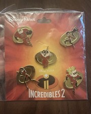 Disney Pins Pixar THE INCREDIBLES 2 Pin Booster Pack 5 trading Pin set picture