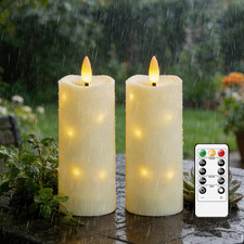 Waterproof Outdoor,with Timer & Remote - 2 Pack Flameless LED Candles, Battery O picture