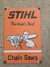 VINTAGE STIHL THE WORLD'S BEST CHAINSAW PORCELAIN SIGN 12