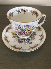 VTG Grosvenor China Teacup Saucer Set Portobello Floral English Bone China picture