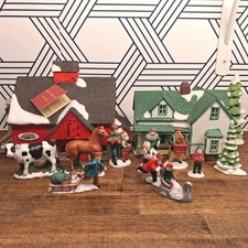 Dept 56 New England Village Jacob Adams Farmhouse, Barn & 10 Accessories 1986 picture