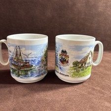 Vintage Rösler Bavaria Germany Insel Amrum Souvenir Coffee Mugs Set of 2  picture