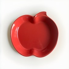 Cerutil Stoneware Portugal 1-quart red apple-shaped bake dish. picture