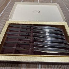 Vintage Carvel Hall Leisure Steak Knives Set of 6 Stainless Steel USA Curved MCM picture