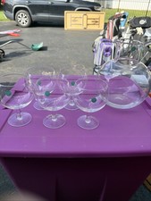 Tiffany & Co Crystal Pitcher 6 Balloon Goblets Hungary Barware Set 6 Pc picture