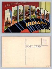 Anderson, IN-Indiana, LARGE LETTER Greetings City Highlights Vintage Postcard picture