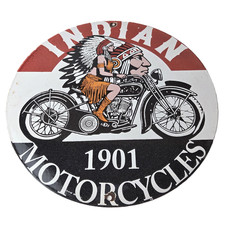 Vintage Indian Motorcycle Sign - Porcelain Advertising American Gas Station Sign picture