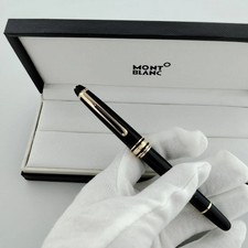 New Montblanc Meisterstuck 163 Rollerball Pen Black/Gold Trim w/ Gift Box picture