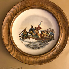 Unmarked Emanuel Leutze Washington Crossing Delaware Plate Wood Frame picture
