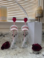 2 Pack 2026 Starbucks Bearista Bear Cup Tumbler Strawberry Topper Baseball Cap picture