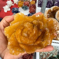 1pc Natural Fire Quartz hand-Carved flower Crystal Reiki healing gift picture