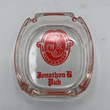 Vintage Jonathon B Pub Glass Ashtray Clear Red Logo Michigan Mall Nostalgia picture