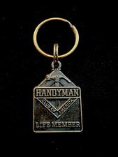 Vintage 1990's Handyman Club of America Lifetime Member Brass Keychain  picture