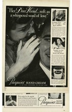 1946 Pacquin's Hand Cream woman whispering in man's ear Vintage Print Ad nurse picture
