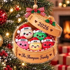 Personalized Family Glitter Dumpling Ornament 2026, Custom Family Acrylic Gift picture