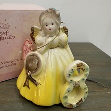 Josef Originals Birthday Angel Series 8th Year Eight Yellow Porcelain W/ Box picture