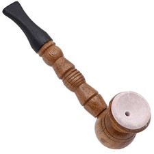 Ebenezer Hand-Carved Artisan Smoking Pipe Sheesham Wood & Natural Stone Bowl picture